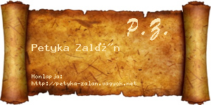 Petyka Zalán névjegykártya
